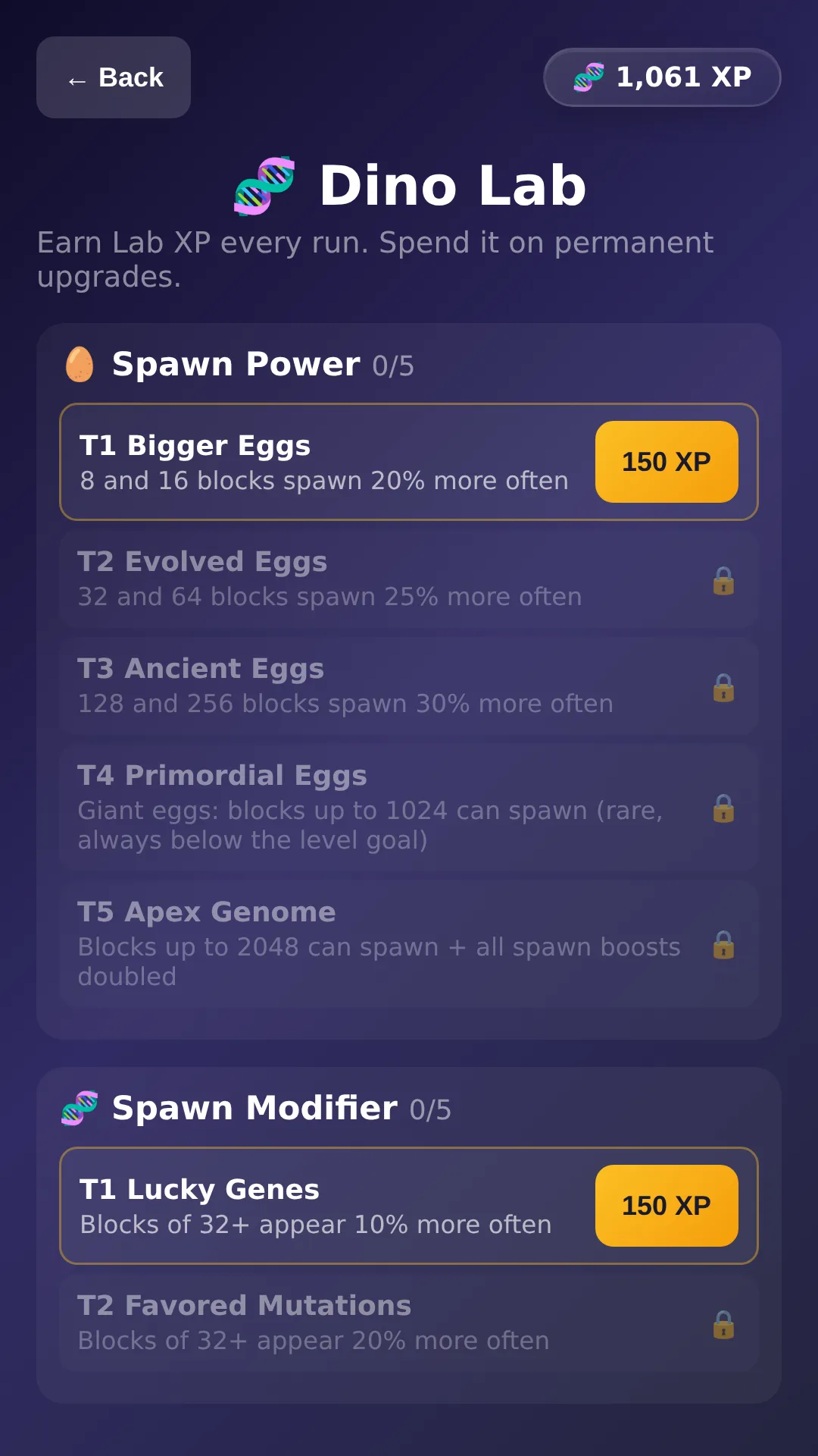 Spend lab XP on the Dino Lab skill tree