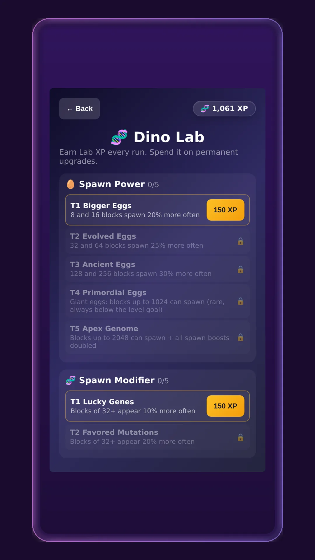 The Ploposaurus Dino Lab screen in a phone frame